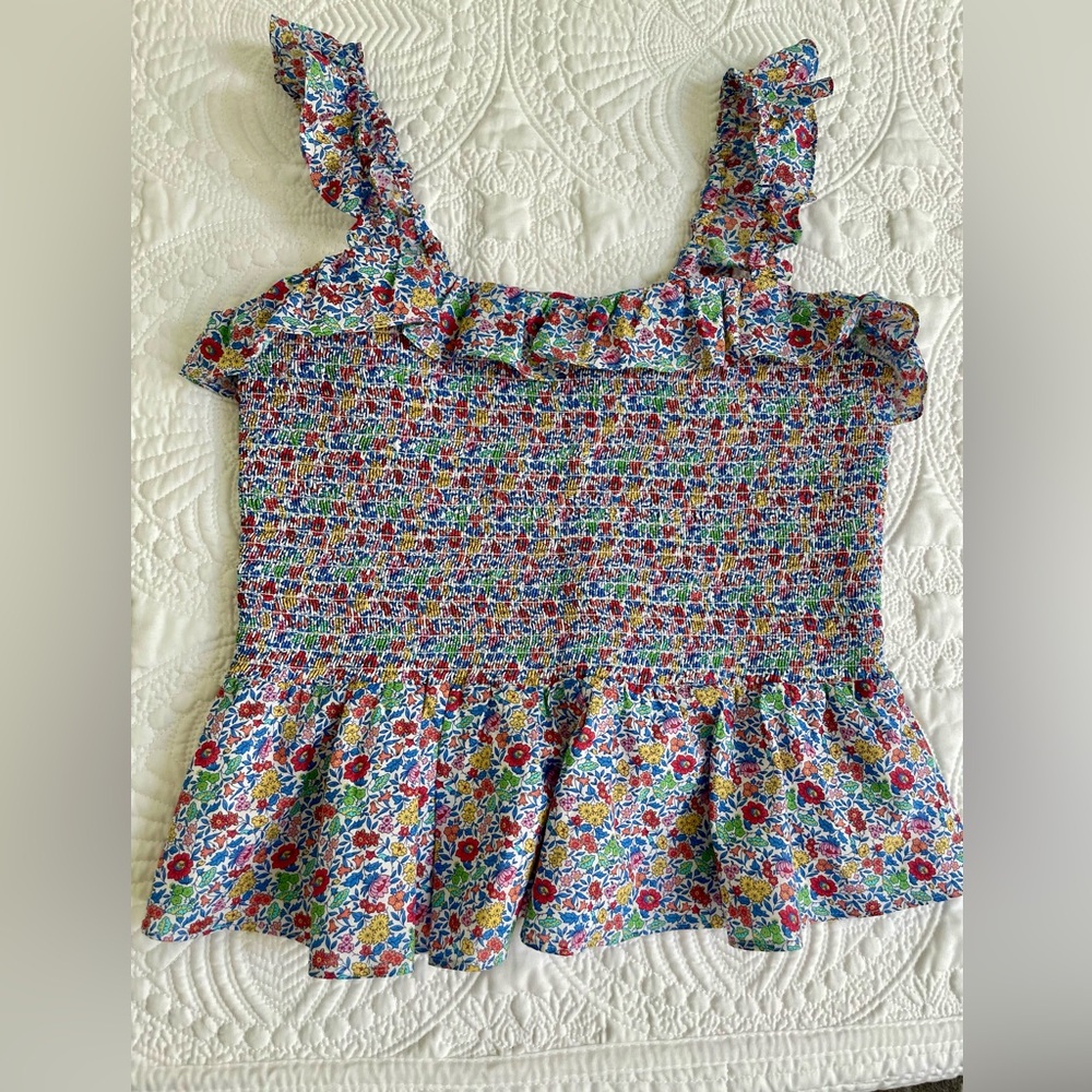 J.Crew Liberty of London Floral Ruffled Peplum Top in Cotton Fabric size Small